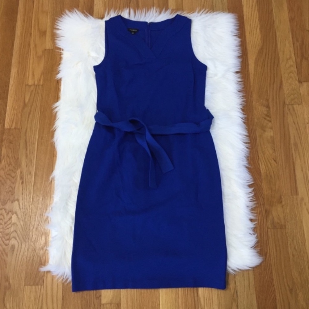 Talbots Royal Blue Sleeveless Tie Belt Dress.